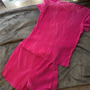 Pink Ribbed Two-Piece Set